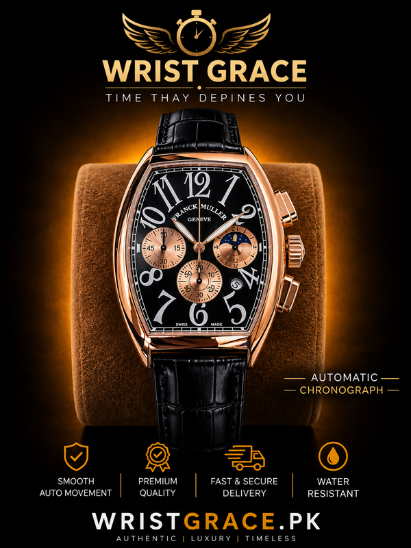Frank Muller Style Automatic Chronograph Watch for Men – Leather Strap